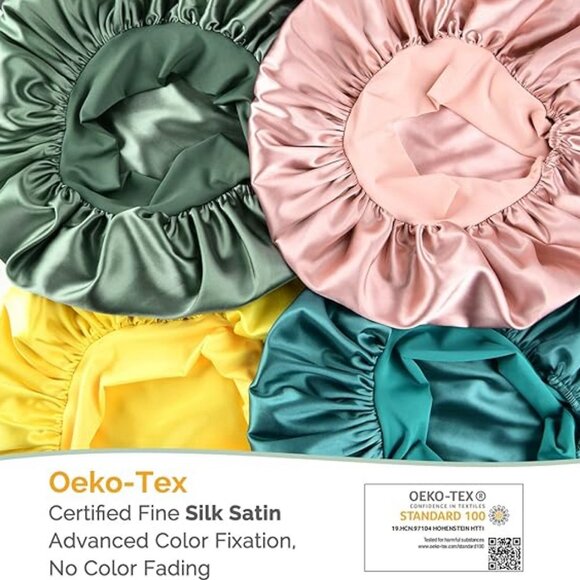 Silk Sleeping Bonnet in Pink - Picture 6 of 10